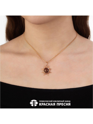 Подвеска серебро 925 пробы, покрытие - золочение, вставка - искусственный авантюрин