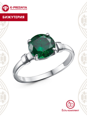 Кольцо бижутерия, покрытие - платинирование, вставка - фианит (недрагоценный камень)