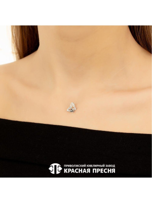 Подвеска серебро 925 пробы, покрытие - родирование, вставка - фианит (недрагоценный камень)