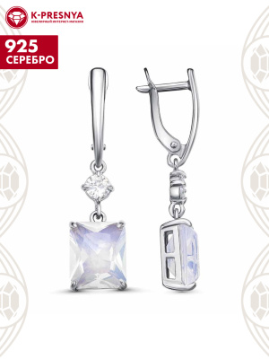 Серьги серебро 925 пробы, покрытие - платинирование