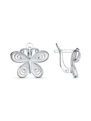 Серьги бижутерия, покрытие - серебрение, без вставок