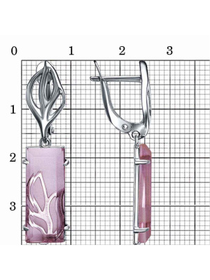 Серьги бижутерия, покрытие - серебрение с оксидированием, вставка - стекло ювелирное собственной огранки