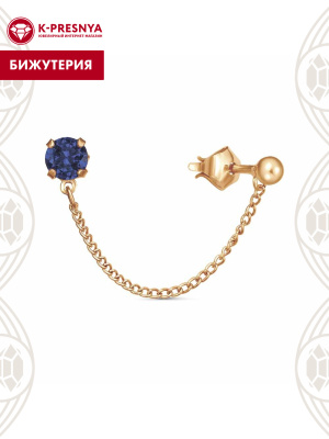 Серьга бижутерия, покрытие - золочение, вставка - искусственная шпинель