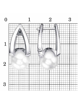 Серьги бижутерия, покрытие - платинирование, вставка - имитация жемчуга