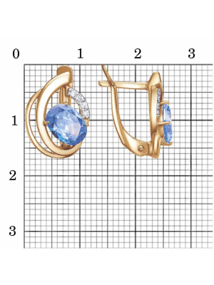 Серьги бижутерия, покрытие - золочение, выборочное родирование, вставка - фианит (недрагоценный камень)