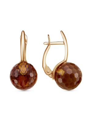 Серьги бижутерия, покрытие - золочение, вставка - искусственный султанит