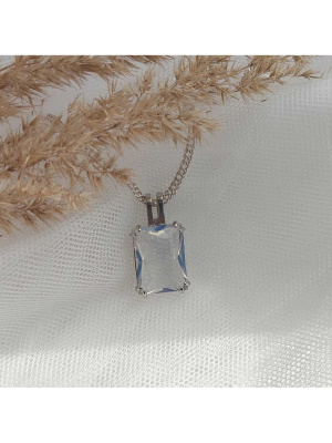 Подвеска серебро 925 пробы, покрытие - платинирование, вставка - стекло ювелирное собственной огранки