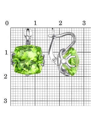 Серьги серебро 925 пробы, покрытие - родирование, вставка - искусственный берилл