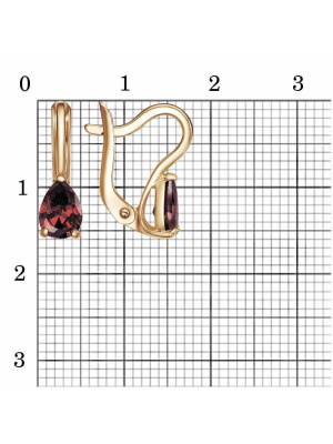 Серьги серебро 925 пробы, покрытие - золочение, вставка - фианит (недрагоценный камень)