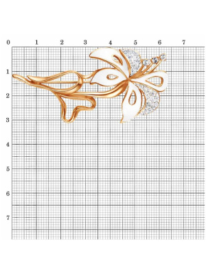Брошь бижутерия, покрытие - золочение, отделка - эмаль, вставка - стекло ювелирное preciosa