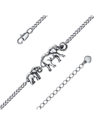 Браслет бижутерия, покрытие - серебрение с оксидированием, без вставок