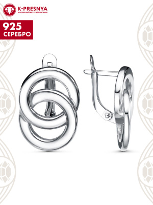 Серьги серебро 925 пробы, покрытие - родирование, без вставок