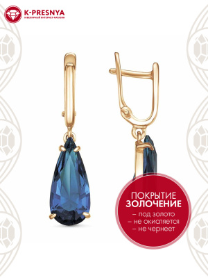 Серьги бижутерия, покрытие - золочение, вставка - стекло ювелирное собственной огранки