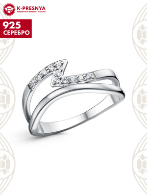 Кольцо серебро 925 пробы, покрытие - родирование, вставка - фианит (недрагоценный камень)