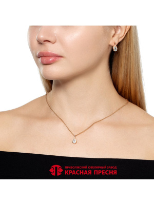 Серьги серебро 925 пробы, покрытие - золочение, вставка - голубой топаз (полудрагоценный камень), фианит (недрагоценный камень)