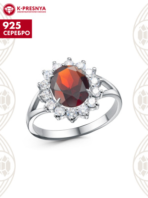 Кольцо серебро 925 пробы, покрытие - родирование, вставка - фианит (недрагоценный камень)