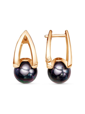 Серьги бижутерия, покрытие - золочение, вставка - имитация жемчуга