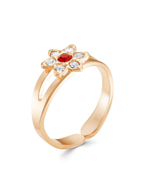 Кольцо бижутерия, покрытие - золочение, вставка - стекло ювелирное preciosa