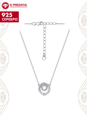 Колье серебро 925 пробы, без покрытия, вставка - стекло ювелирное preciosa