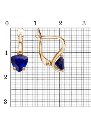 Серьги бижутерия, покрытие - золочение, вставка - искусственная шпинель