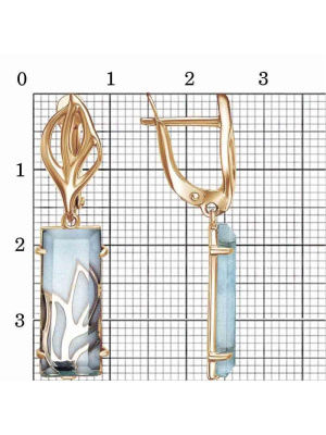 Серьги бижутерия, покрытие - золочение, вставка - стекло ювелирное собственной огранки