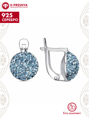 Серьги серебро 925 пробы, без покрытия, вставка - стекло ювелирное preciosa