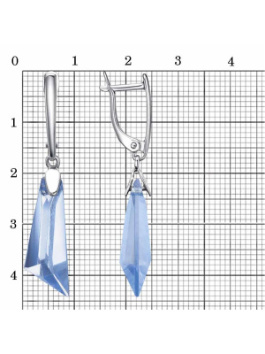 Серьги бижутерия, покрытие - платинирование, вставка - стекло ювелирное собственной огранки