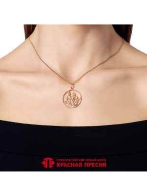 Подвеска серебро 925 пробы, покрытие - золочение, вставка - фианит (недрагоценный камень)