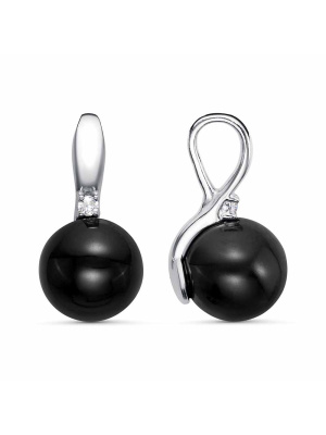 Подвеска бижутерия, покрытие - платинирование, вставка - имитация жемчуга, фианит (недрагоценный камень)