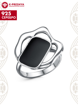 Кольцо серебро 925 пробы, покрытие - оксидирование, отделка - эмаль, без вставок