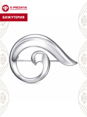 Брошь бижутерия, покрытие - платинирование, без вставок