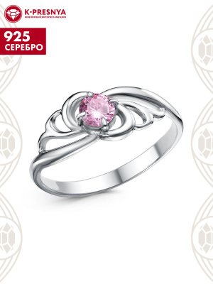 Кольцо серебро 925 пробы, покрытие - родирование, вставка - фианит (недрагоценный камень)