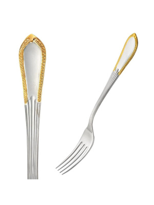 Вилка столовая "ампир" серебро 925 пробы, покрытие - выборочное золочение, без вставок