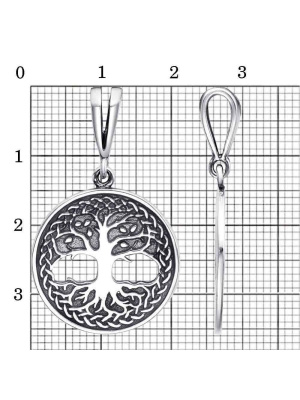 Подвеска серебро 925 пробы, покрытие - оксидирование, без вставок