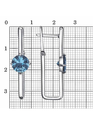 Серьги серебро 925 пробы, покрытие - платинирование, вставка - искусственная шпинель