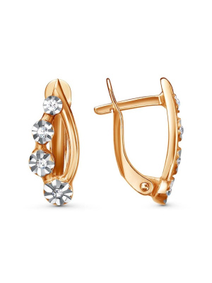 Серьги бижутерия, покрытие - золочение, вставка - стекло ювелирное preciosa