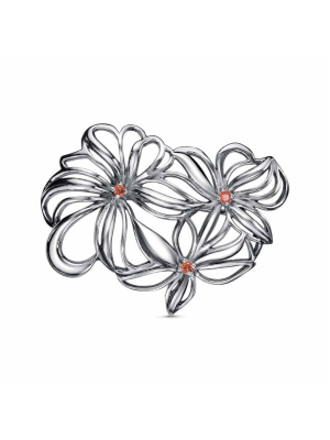 Брошь бижутерия, покрытие - серебрение с оксидированием, вставка - фианит (недрагоценный камень)