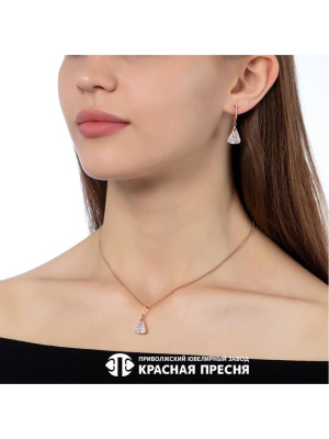 Серьги серебро 925 пробы, покрытие - золочение, вставка - фианит (недрагоценный камень)