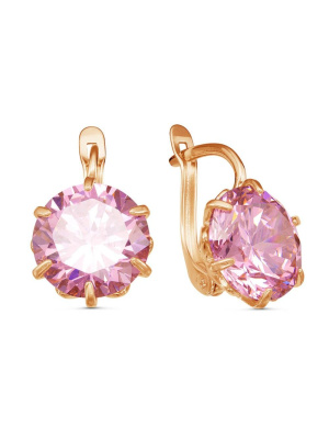 Серьги бижутерия, покрытие - золочение, вставка - фианит (недрагоценный камень)