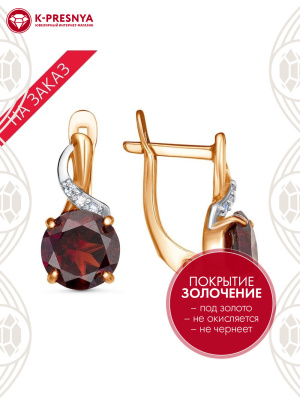 Серьги серебро 925 пробы, покрытие - золочение, выборочное родирование