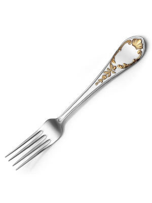 Вилка десертная "весна" серебро 925 пробы, покрытие - выборочное золочение, без вставок