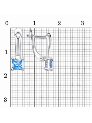 Серьги бижутерия, покрытие - платинирование, вставка - фианит (недрагоценный камень)