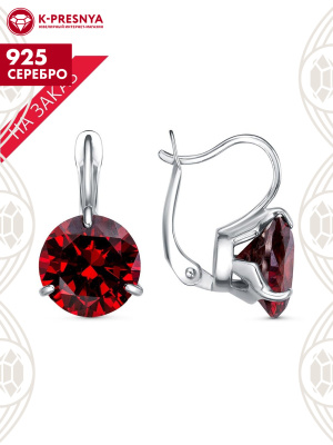 Серьги серебро 925 пробы, покрытие - платинирование, вставка - фианит (недрагоценный камень)