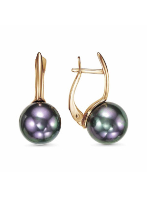 Серьги серебро 925 пробы, покрытие - золочение, вставка - имитация жемчуга