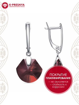 Серьги серебро 925 пробы, покрытие - платинирование, вставка - стекло ювелирное собственной огранки