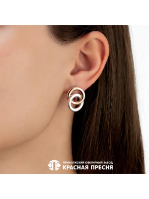 Серьги серебро 925 пробы, покрытие - золочение, выборочное родирование, без вставок