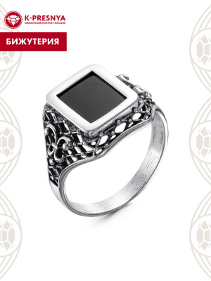 Кольцо бижутерия, покрытие - серебрение с оксидированием, вставка - стекло ювелирное собственной огранки