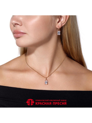 Подвеска бижутерия, покрытие - золочение, вставка - фианит (недрагоценный камень)