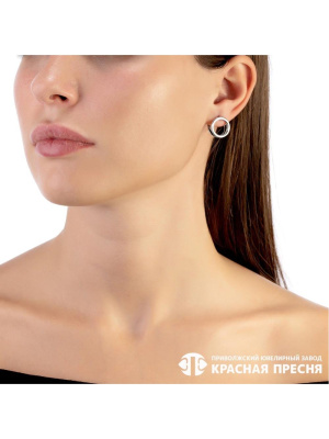 Серьги серебро 925 пробы, покрытие - оксидирование, без вставок