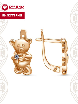 Серьги бижутерия, покрытие - золочение, вставка - стекло ювелирное preciosa